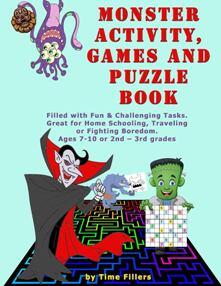 Monster Activity, Games and Puzzle Book by Bruce Dinger. Book cover.