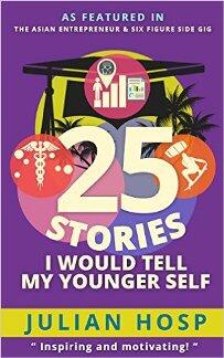 25 Stories I would tell my Younger Self (book) by Julian Hosp - Book cover.