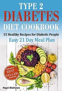 Type 2 Diabetes Diet Cookbook & Meal Plan by Nigel Methews - Book cover.