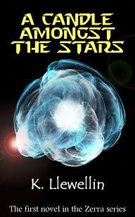 A Candle Amongst the Stars by K. Llewellin. Book cover.